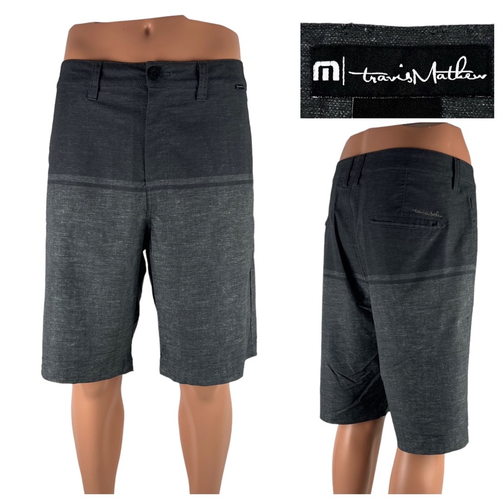 Travis Mathew Shorts Mens 36 Gray Golf Stretch Casual Flat Front Sports Outdoor